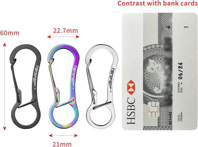 Alt view image 3 of 6 - TONIFE Carabiner Clip 2-Pack, Stainless Steel Carabiner Keychain, Spring Snap Hook for Dog Leash and Key Ring