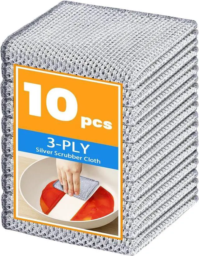 Main image of Reusable Silver Mesh Dish Cloths 10 Pack - Quick-Dry Eco