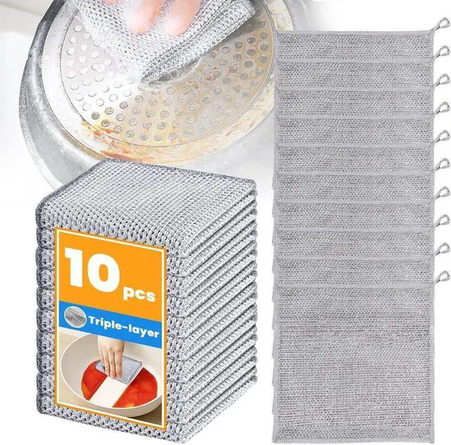 Alt view image 2 of 6 - Reusable Silver Mesh Dish Cloths 10 Pack - Quick-Dry Eco