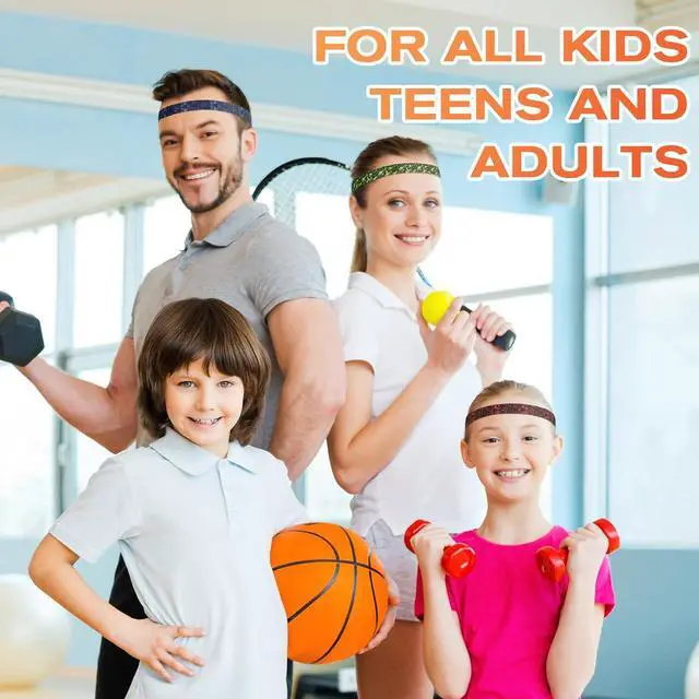 Alt view image 3 of 7 - Thin Sports Headbands for Women, Men & Kids - 5 Pack Elastic Skinny Sweatbands, No-Slip Soft Hair Bands for Running, Workout, Yoga, Tennis, Basketball, Soccer, Football - Colorful