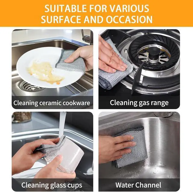 Alt view image 6 of 6 - Reusable Silver Mesh Dish Cloths 10 Pack - Quick-Dry Eco