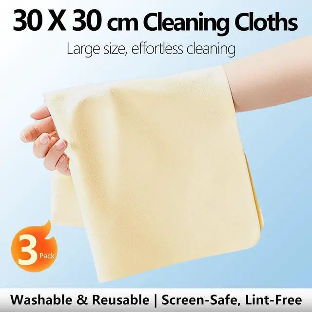 Alt view image 2 of 7 - 3 Pack Eyeglass Lens Cleaning Cloths,Microfiber Glass Cleaning Cloths for Glasses,11.81X11.81 in Streak-Free Safest Cloth for VR/AR,Screens,Cameras,Phone,Eyeglasses,TV Screens,Lenses,Tablets (3 Pack)
