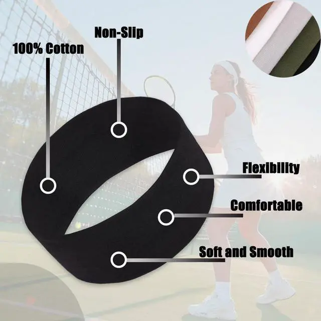 Alt view image 4 of 7 - Kachanaa 6 Packs Fashion Sports Headbands for Women Soft Non-Slip Elastic Fabric Sports Hair Bands for Women Hair Accessories for Daily Workout Yoga Running
