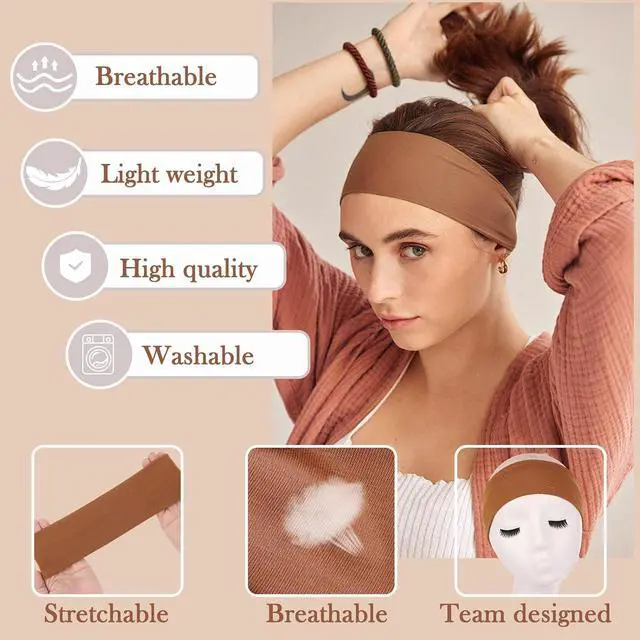 Alt view image 3 of 7 - Kachanaa 6 Packs Fashion Sports Headbands for Women Soft Non-Slip Elastic Fabric Sports Hair Bands for Women Hair Accessories for Daily Workout Yoga Running