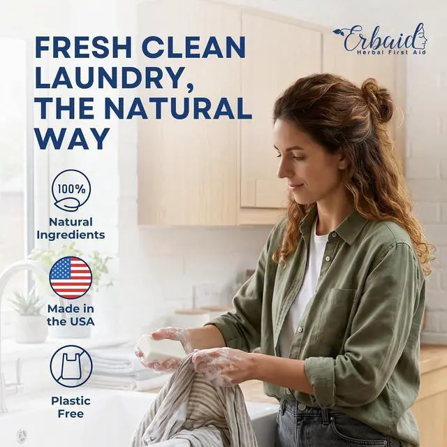 Alt view image 3 of 7 - Laundry Soap Bar Natural Stain Remover for Clothes, Non Toxic Detergent | Laundry Bar Soap for Hand Washing, Delicates & Baby Clothes Lemon & Lemongrass Scent Plastic Free & Zero Waste, 5 oz