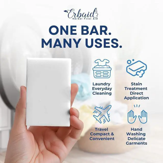 Alt view image 4 of 7 - Laundry Soap Bar Natural Stain Remover for Clothes, Non Toxic Detergent | Laundry Bar Soap for Hand Washing, Delicates & Baby Clothes Lemon & Lemongrass Scent Plastic Free & Zero Waste, 5 oz