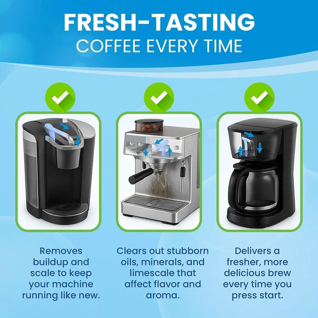 Alt view image 4 of 7 - Coffee Maker Cleaner & Descaler Tablets for Coffee Pot & Machine, 24 Ct | Compatible with Keurig, Nespresso, Breville, DeLonghi, Miele & Ninja Luxe espresso & drip machines for active descaling