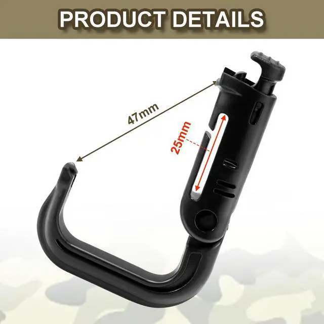 Alt view image 3 of 6 - 6 Pack 2.12 Tactical Locking D Ring Plastic Carabiner Backapck Molle Hook Clip for Webbing Straps Bag