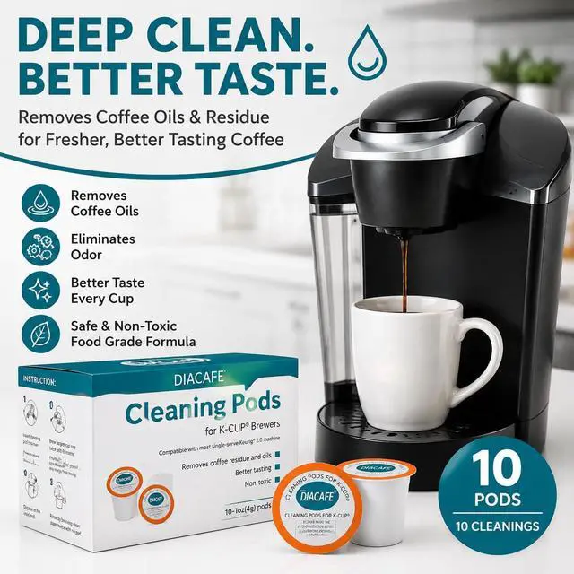 Alt view image 2 of 7 - Fit for Keurig Cleaning Pods 10 Pack Descaler for Keurig Coffee Machines 1.0 & 2.0, K cup Cleaning Pods, K cup Cleaner Descaler Coffee Stain Remover