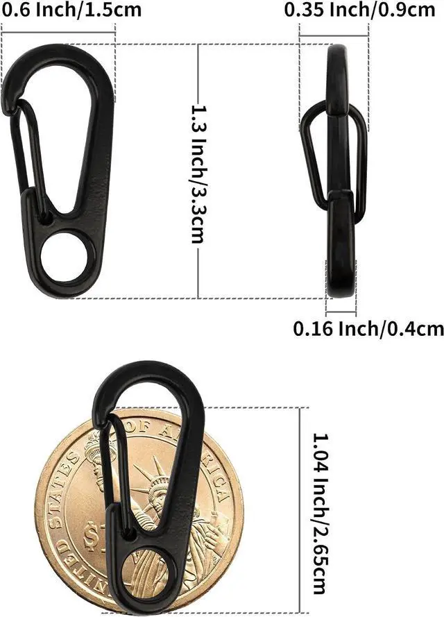 Alt view image 2 of 6 - SWATOM Small Mini Carabiner Clip Tiny Spring Snap Hook Keychains Micro Carabiners for Paracord EDC Alloy Key Rings Outdoor Hiking Fishing Camping Backpack Accessories