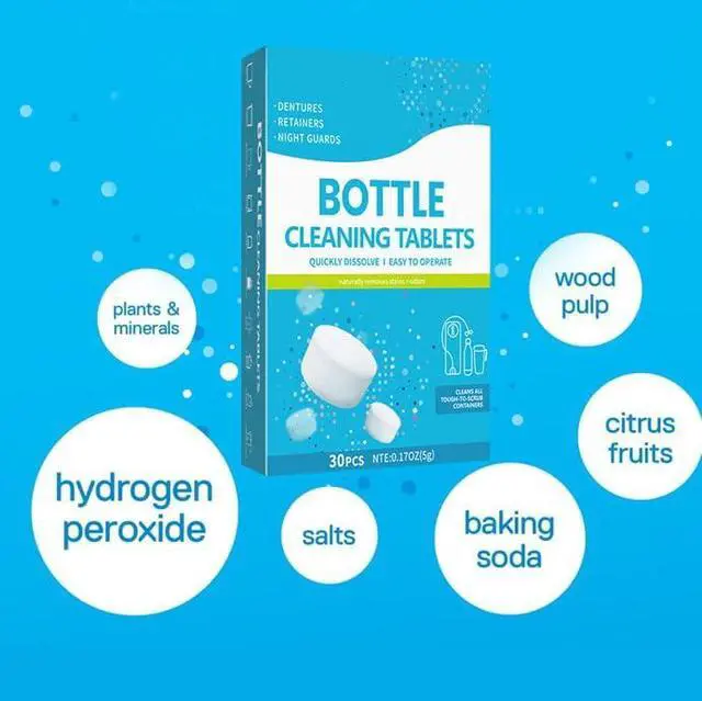 Alt view image 4 of 7 - 30 Pack Water Bottle Cleaning Tablets,Removing Limescale and Tea Stains | Water Bottle Cleaner,For Water Bottle,Coffee Pot,Glass,Tumbler,Stainless,Also Can Clean Dentures
