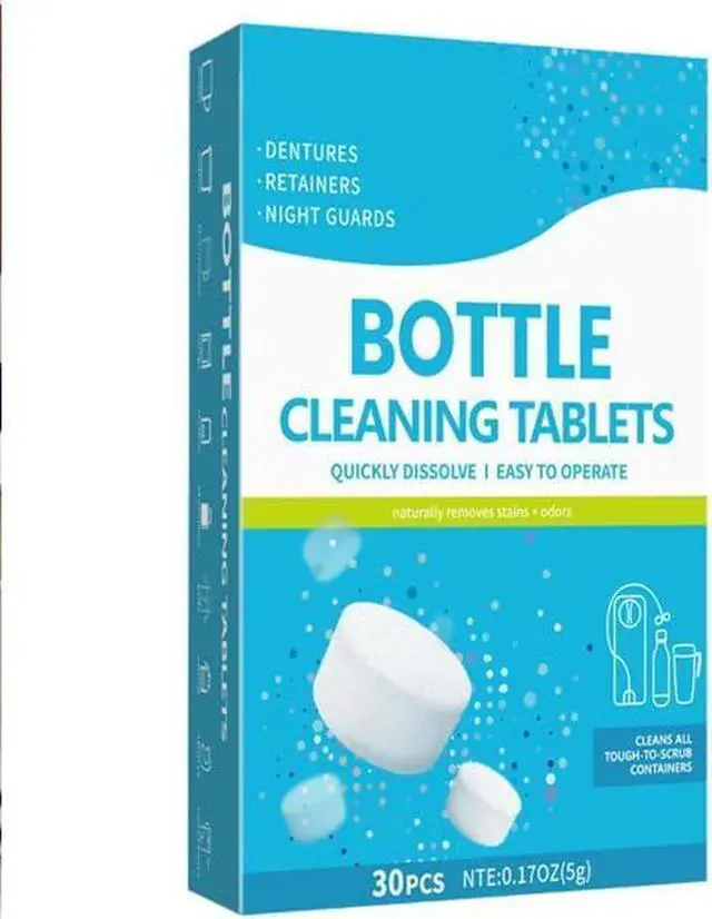 Alt view image 7 of 7 - 30 Pack Water Bottle Cleaning Tablets,Removing Limescale and Tea Stains | Water Bottle Cleaner,For Water Bottle,Coffee Pot,Glass,Tumbler,Stainless,Also Can Clean Dentures