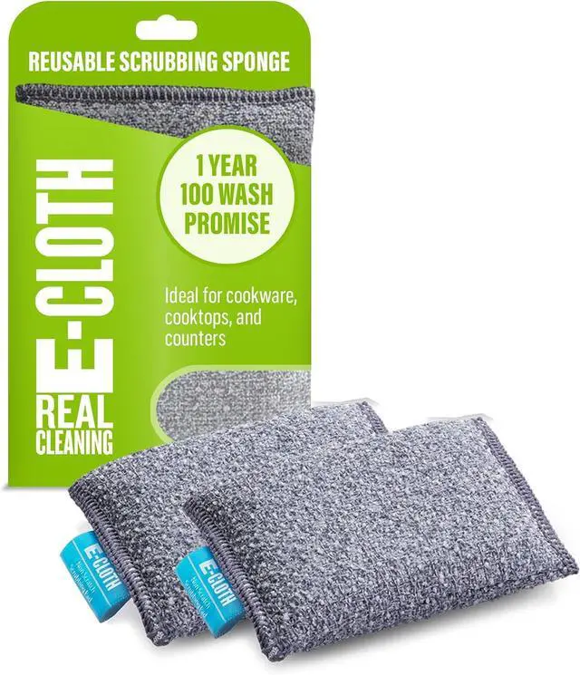 Main image of E-Cloth Non-Scratch Scrubbing Pads, Reusable Sink & Dish Sponges - 2 Pack | Reusable Kitchen Sponge for Cast Iron Dishes & Sink, Non Scratch, Multi Purpose Scrubber for Cleaning, Machine Washable