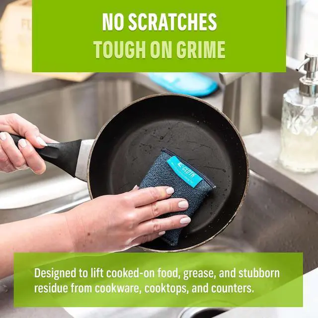 Alt view image 3 of 6 - E-Cloth Non-Scratch Scrubbing Pads, Reusable Sink & Dish Sponges - 2 Pack | Reusable Kitchen Sponge for Cast Iron Dishes & Sink, Non Scratch, Multi Purpose Scrubber for Cleaning, Machine Washable
