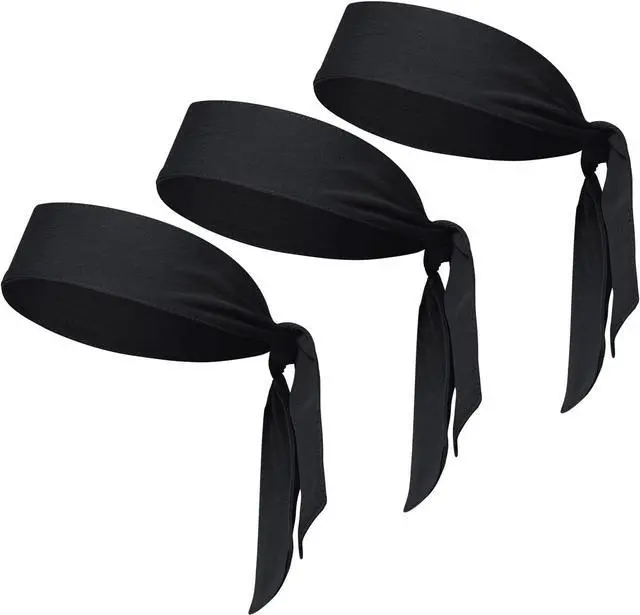 Main image of Sucrain 3pcs Head Ties Headband Sports Sweatband Adjustable Ninja Karate Head Band Sweat Wicking Workout Headband for Men Women Basketball, Running, Tennis, Athletics
