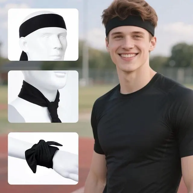 Alt view image 4 of 7 - Sucrain 3pcs Head Ties Headband Sports Sweatband Adjustable Ninja Karate Head Band Sweat Wicking Workout Headband for Men Women Basketball, Running, Tennis, Athletics