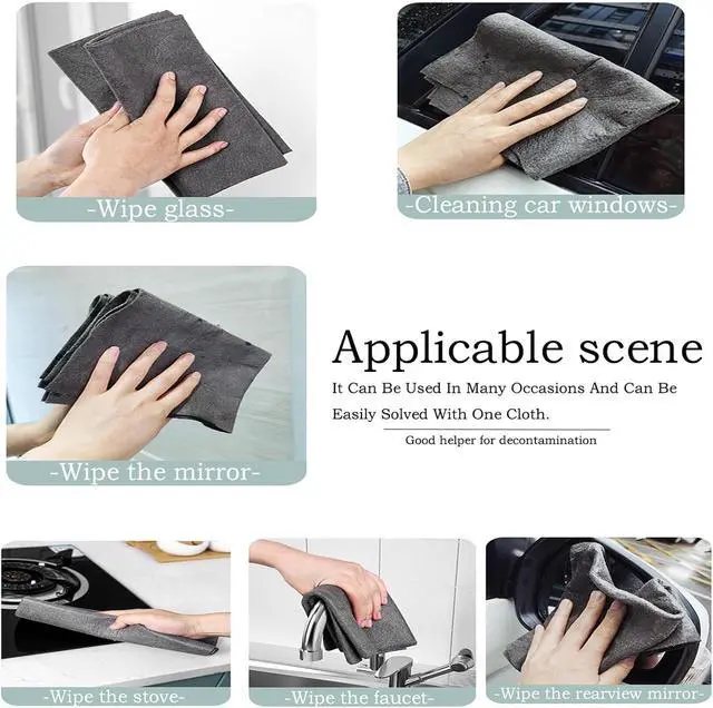 Alt view image 5 of 7 - 5pcs 9×7 Inch Real Magic Cloth | Thickened Magic Cleaning Cloth Microfiber Magic Cleaning Cloth for Mirror, Glass, Window and Cars