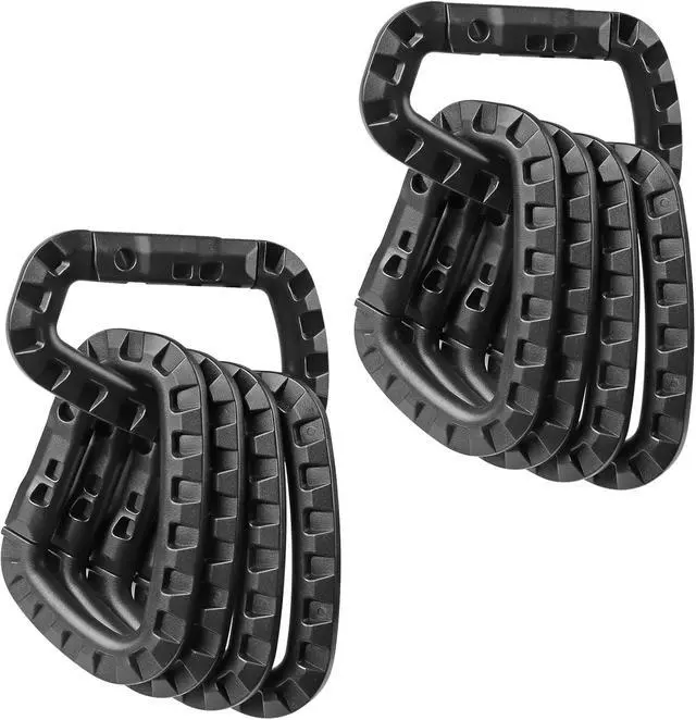 Alt view image 2 of 7 - Tactical Carabiner Keychain -12/15/16 Pack Hard Polymer Carabiners D Rings Light Weight Spring Snap Gear Clip Utility Hooks Backpack Hanging Buckle for Outdoor Travelling Camping