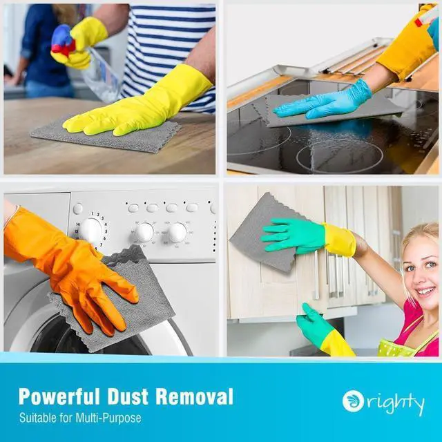 Alt view image 6 of 6 - Orighty Microfiber Cleaning Cloth 5 Pack, Grey Cleaning Rags 12x11 inch | Microfiber Towels for Cars, Highly Absorbent Household Cleaning Supplies, Reusable Lint Free Cloths for House, Kitchen