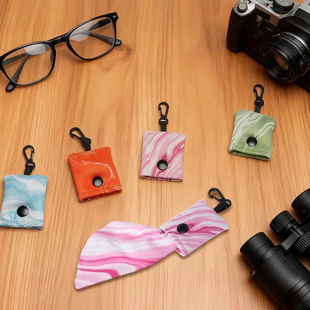 Alt view image 5 of 6 - Microfiber Glasses Cleaning Cloth with Keychain Ultra Soft, 4 Pack | Portable Lens Clean Cloth, For Eyeglass & Sunglass, For Camera Lenses, For Electronics & Jewelry