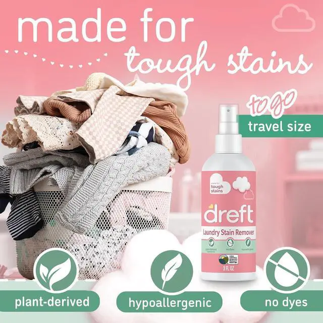 Alt view image 2 of 5 - Dreft Stain Remover for Baby Clothes and Hypoallergenic Baby Stain Remover Spray, Travel Size Stain Treater, 3 Fl Oz ( Pack of 2)