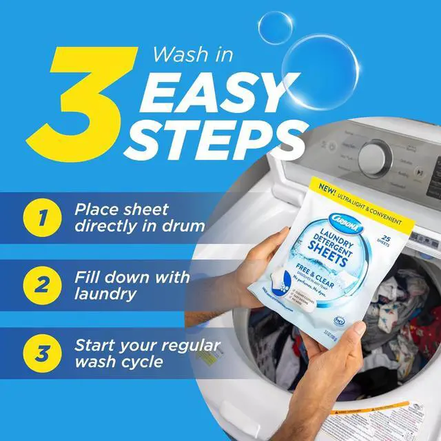 Alt view image 4 of 6 - Carbona Laundry Detergent Sheets | Eco-Friendly Washing Detergent | Up to 50 Loads (25 Sheets) | Stain Remover | No Perfume or Dyes | Free & Clear
