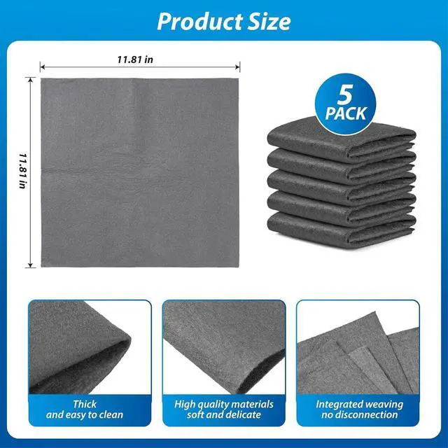 Alt view image 5 of 7 - Thickened Magic Cleaning Cloth for Glass, 5Pcs Microfiber Cloth | Reusable Lint Streak Free Cleaning Rags Wipes for Windows, Cars, Mirrors