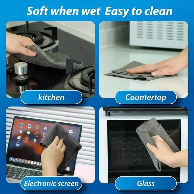 Alt view image 6 of 7 - Thickened Magic Cleaning Cloth for Glass, 5Pcs Microfiber Cloth | Reusable Lint Streak Free Cleaning Rags Wipes for Windows, Cars, Mirrors