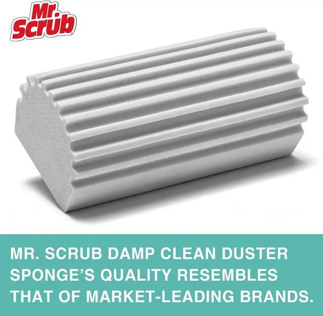 Alt view image 2 of 6 - Damp Dusting Sponge Duster, 2 Pack Grey Dust Cleaning Sponge, Reusable Household Cleaning Sponge Tool for Blinds, floorboards, Fan Blades, Vents, Glass, Railings, Mirrors
