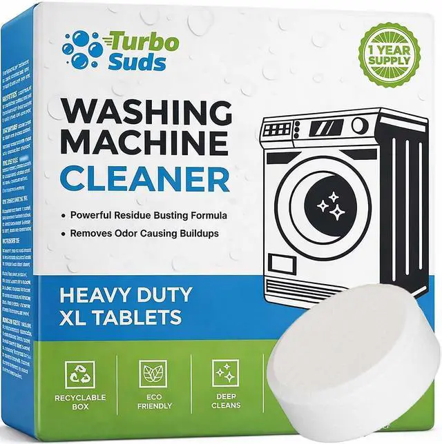 Main image of Washing Machine Cleaner Tablets | Eliminates Odors | Deep Cleans Washer Internals | Heavy Duty Descaler | Unscented | Compatible with HE Front Load & Top Load Washers | 12 XL Tablets (1 Year Supply)