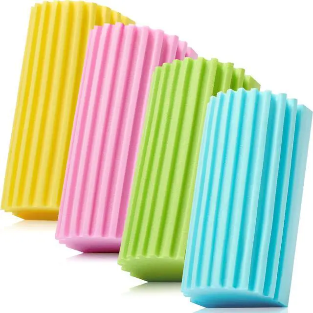 Main image of 4 Pack Damp Dusting Sponge Duster, Dust Cleaning Sponge, Reusable Household Cleaning Sponge Tool for Blinds, floorboards, Fan Blades, Vents, Glass, Railings, Mirrors(Pink,Green,Yellow,Blue)
