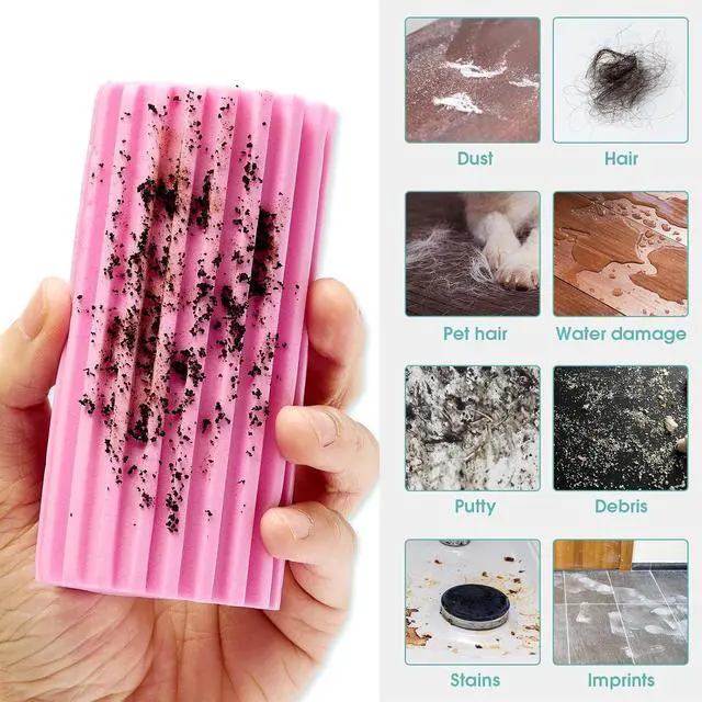 Alt view image 3 of 6 - 4 Pack Damp Dusting Sponge Duster, Dust Cleaning Sponge, Reusable Household Cleaning Sponge Tool for Blinds, floorboards, Fan Blades, Vents, Glass, Railings, Mirrors(Pink,Green,Yellow,Blue)