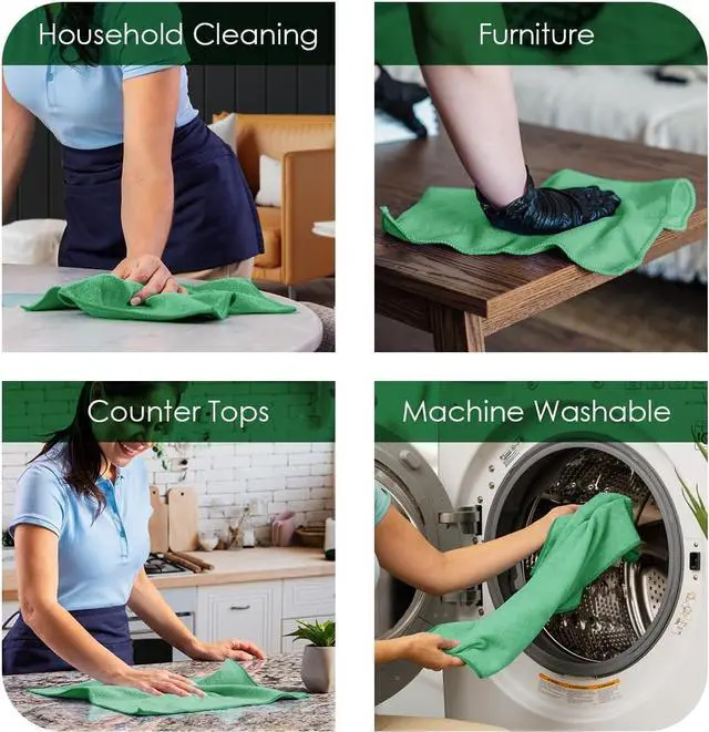 Alt view image 3 of 7 - Avalon Towels Microfiber Cleaning Cloths (Value Pack of 12) - Size 12 x 12 Inches, Highly Absorbent Cleaning Rags, Lint Free, Reusable and Washable, Microfiber Towels for Cars