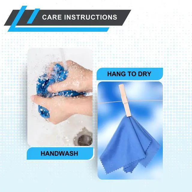 Alt view image 5 of 7 - Eco-Fused Microfiber Cleaning Cloth - 7x6'' Microfiber Cloth - Pack of 6 Blue Lens Cleaning Wipes - Cleaning Cloth for Glasses, Eyeglasses, Camera Lens & Phones