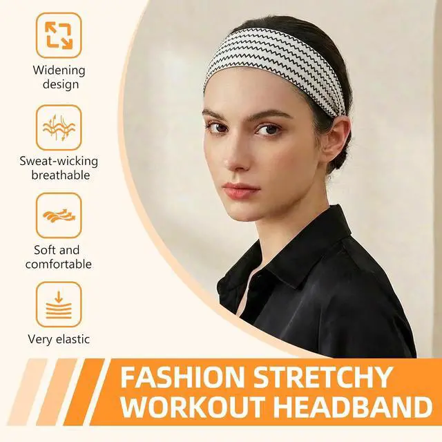 Alt view image 2 of 6 - Headbands for Women 8PCS, Summer-Exclusive Elastic Non Slip Hair Head Bands | Sweatbands head bands for women's hair, Soft Running Fashion Headband for Men & Women for Working Out, Travel, Daily Use