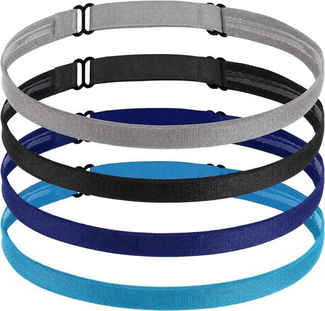 Main image of WLLHYF 4 Pieces Elastic Sport Headbands Non-Slip Running Sweat Bands Mini Football Hairbands Adjustable Yoga Headwear for Women Men Outdoor Exercise Accessories