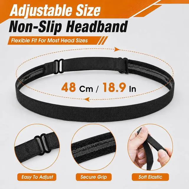 Alt view image 3 of 7 - WLLHYF 4 Pieces Elastic Sport Headbands Non-Slip Running Sweat Bands Mini Football Hairbands Adjustable Yoga Headwear for Women Men Outdoor Exercise Accessories