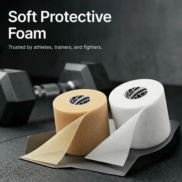 Alt view image 3 of 7 - Hampton Adams Pre Wrap Athletic Tape, Non Slip Grip, No Fray Underwrap | Foam underwrap for skin protection, Ankle, wrist & knee, Tape grip base layer, Hair tie for sports 2.75 in x 22 yd rolls