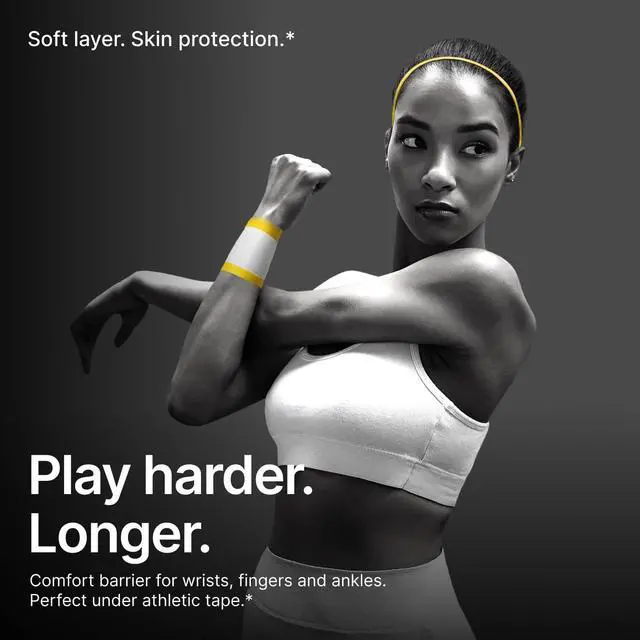 Alt view image 6 of 7 - Hampton Adams Pre Wrap Athletic Tape, Non Slip Grip, No Fray Underwrap | Foam underwrap for skin protection, Ankle, wrist & knee, Tape grip base layer, Hair tie for sports 2.75 in x 22 yd rolls