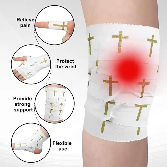 Alt view image 3 of 6 - Geiserailie Christian Cross Athletic Tape Religious Sport Wrap,Gold | 2IN X 23FT Cross Tape for Football Baseball Soccer Lacrosse Softball Boxing, Team Gift for Christian Church