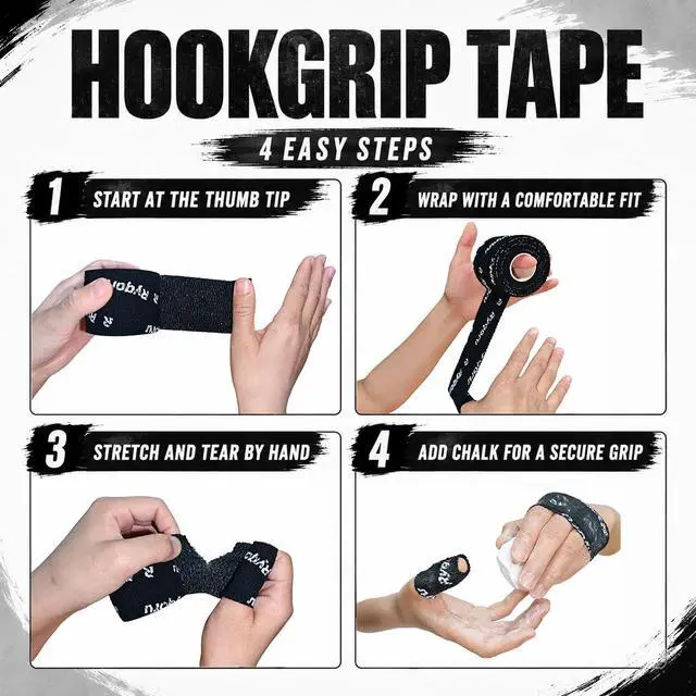 Alt view image 5 of 7 - Weightlifting Thumb Tape, 3 Rolls, 2 in x 22.3 ft Hook Grip Tape | Black self-adhesive finger wrap, flexible athletic fabric, lifting, powerlifting, deadlifts, gym workouts, cross training