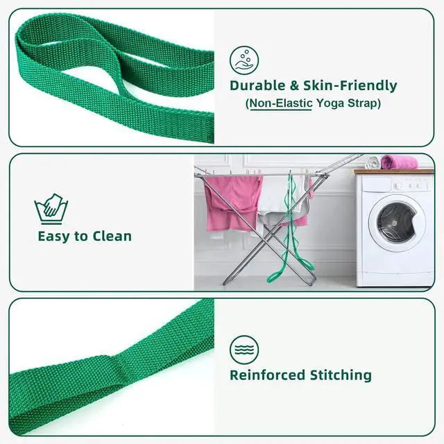 Alt view image 2 of 6 - Abiarst Stretching Strap Yoga Straps for Physical Therapy, 10 Loops Non-Elastic Stretch Band for Pilates, Flexibility, Exercise and Gymnastics