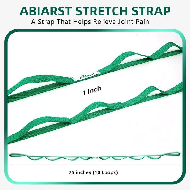Alt view image 3 of 6 - Abiarst Stretching Strap Yoga Straps for Physical Therapy, 10 Loops Non-Elastic Stretch Band for Pilates, Flexibility, Exercise and Gymnastics