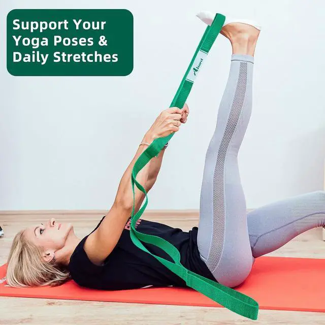 Alt view image 5 of 6 - Abiarst Stretching Strap Yoga Straps for Physical Therapy, 10 Loops Non-Elastic Stretch Band for Pilates, Flexibility, Exercise and Gymnastics