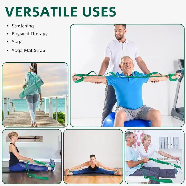 Alt view image 6 of 6 - Abiarst Stretching Strap Yoga Straps for Physical Therapy, 10 Loops Non-Elastic Stretch Band for Pilates, Flexibility, Exercise and Gymnastics
