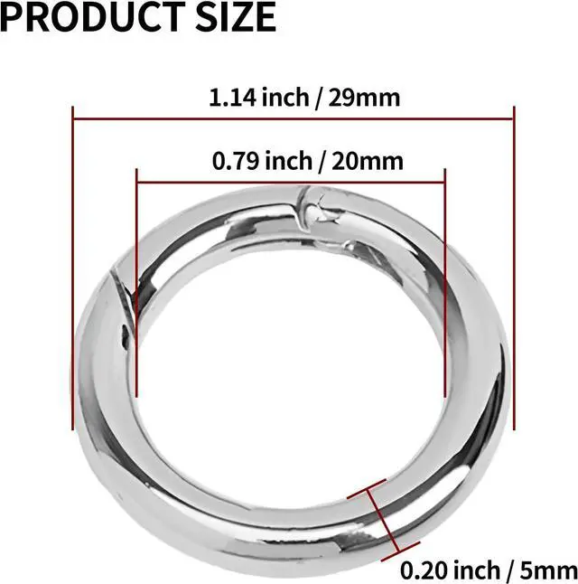 Alt view image 3 of 7 - 10 Pcs Key Ring Carabiner, Spring O Ring Small Round Clip Metal Carabiner, Purse Holder Clip Wallet Ring Heavy Duty Carabiner Clips for Bag Craft