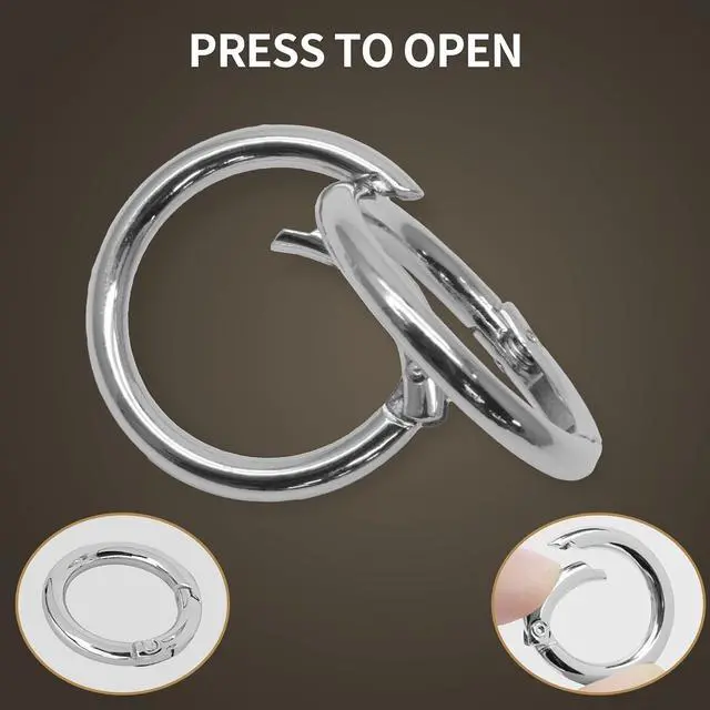 Alt view image 4 of 7 - 10 Pcs Key Ring Carabiner, Spring O Ring Small Round Clip Metal Carabiner, Purse Holder Clip Wallet Ring Heavy Duty Carabiner Clips for Bag Craft