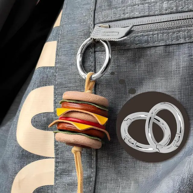 Alt view image 6 of 7 - 10 Pcs Key Ring Carabiner, Spring O Ring Small Round Clip Metal Carabiner, Purse Holder Clip Wallet Ring Heavy Duty Carabiner Clips for Bag Craft