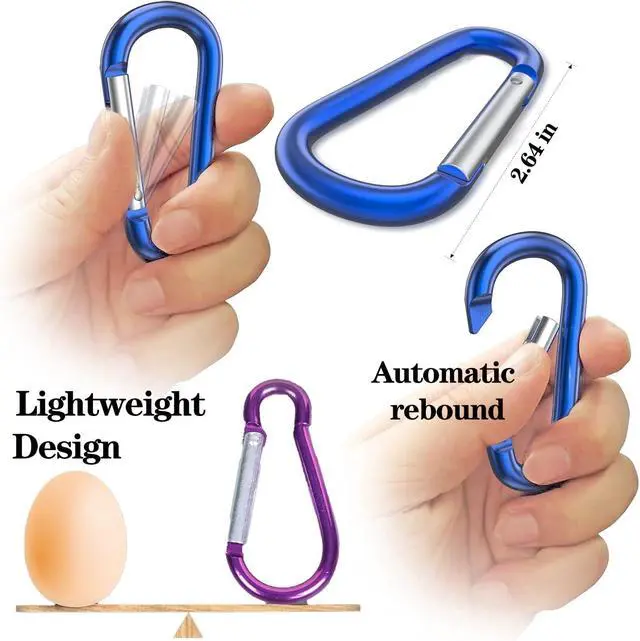 Alt view image 4 of 7 - Aluminum Carabiner D Ring, Caribeener Clips, Spring Snap Hook for Keychain Clip Camping Mini Lock Snap Hooks Spring Link Key Chain Durable(1 Pcs)