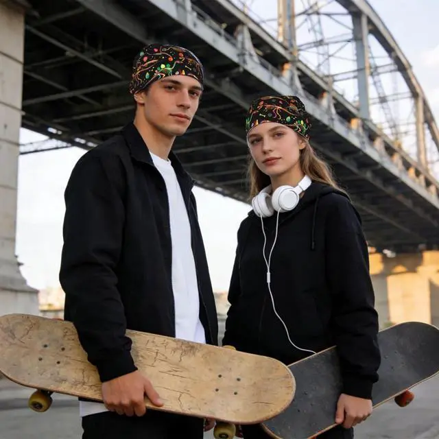 Alt view image 7 of 7 - Do Rag Skull Cap Breathable Cycling Cap Adjustable Headscarf Helmet Liner for Men Women